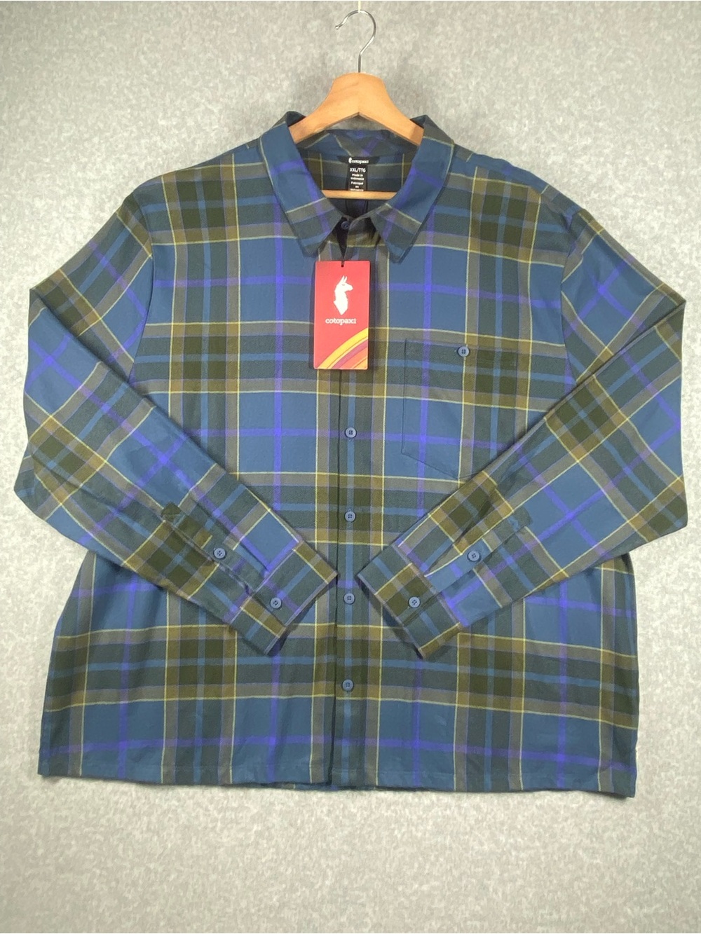 Cotopaxi Quedo Flannel shirt Men’s size XXL/TTG Plaid blue Long Slv cotton NWT